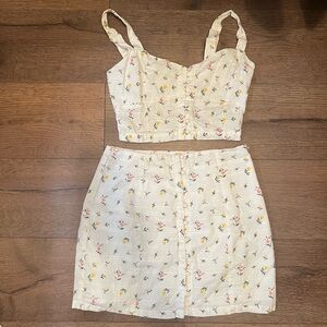 Floral Cream Skirt Set